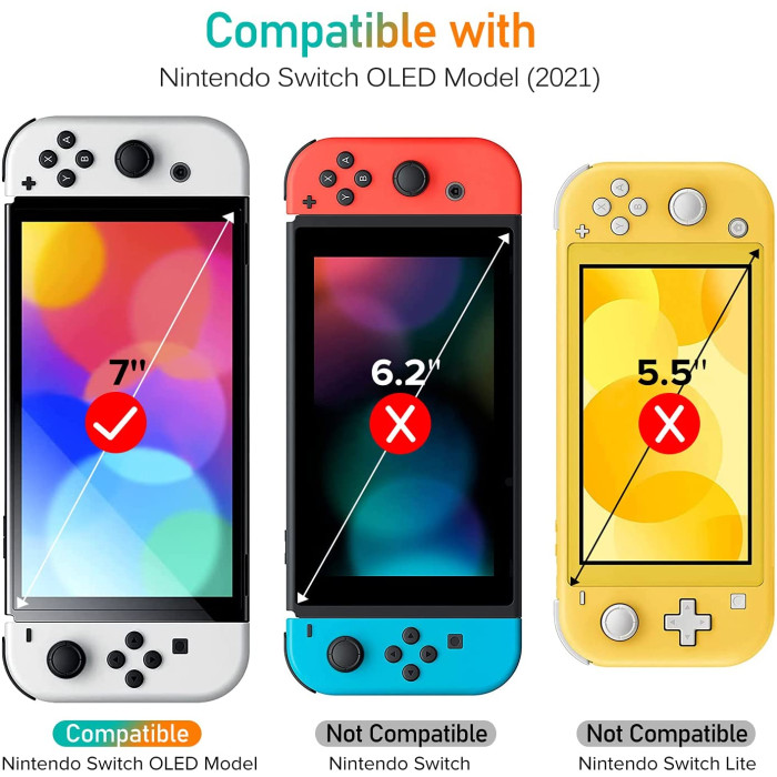 iVoler Tempered Glass Screen Protector Designed for Nintendo Switch OLED Model 2021 with [Alignment Frame] Transparent HD Clear Screen Protector for Nintendo Switch OLED 7''